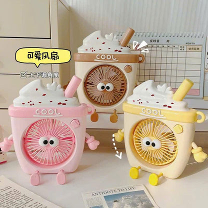Stylish Cute Ice Cream Design Mini Table Fan for Kids Portable
